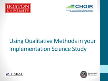 Using Qualitative Methods In Your Implementation Science 
