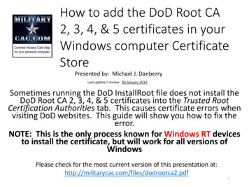 How To Add The DoD Root CA 2, 3, 4, & 5 Certificates In .