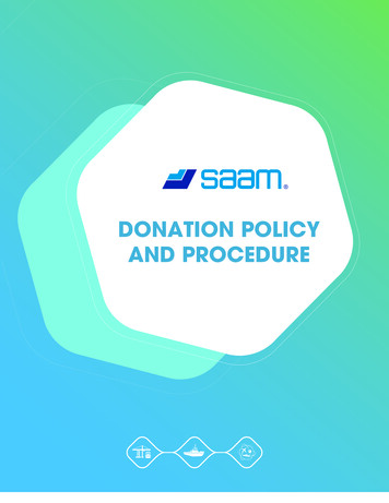 Donation Policy And Procedure - SAAM