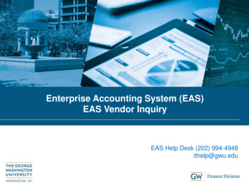 Enterprise Accounting System (EAS) EAS Vendor Inquiry