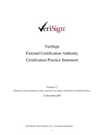 VeriSign External Certification Authority Certification .