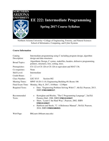 EE 222: Intermediate Programming - Northern Arizona 