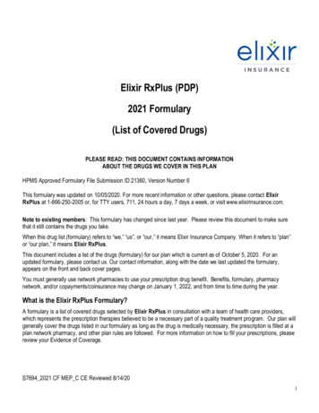 Elixir RxPlus (PDP) 2021 Formulary (List Of Covered Drugs)