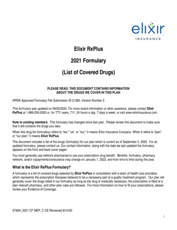 Elixir RxPlus 2021 Formulary (List Of Covered Drugs)