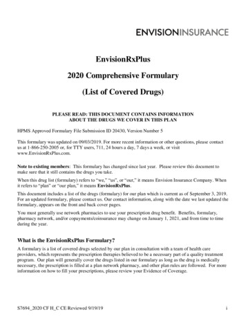 EnvisionRxPlus 2020 Comprehensive Formulary (List Of .