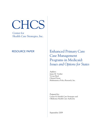 Enhanced Primary Care Case Management Programs In 