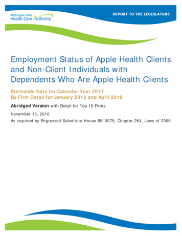 Legislative Report-Employment Status Of Apple Health .