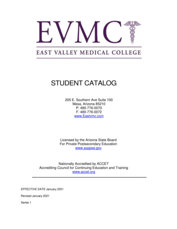 STUDENT CATALOG - East Valley Medical College