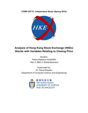 Analysis Of Hong Kong Stock Exchange (HKEx) Stocks With .