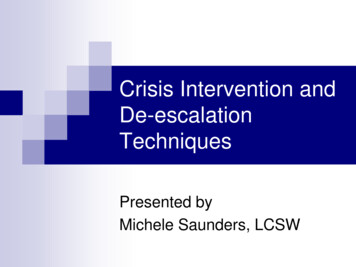 Crisis Intervention And De-escalation Techniques