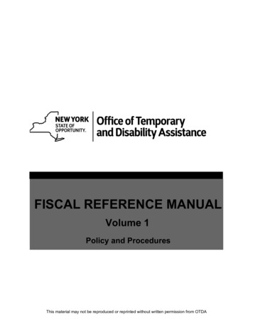 FISCAL REFERENCE MANUAL - Government Of New York
