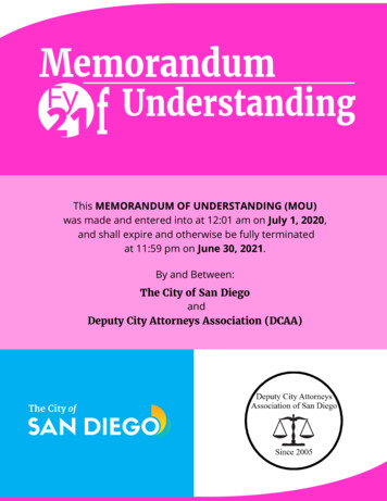 MEMORANDUM OF UNDERSTANDING (MOU) July 1, 2020 . - 
