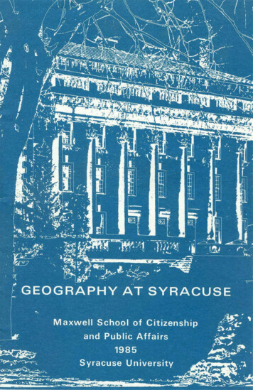 Geography At Syracuse, 1985 - Syracuse University