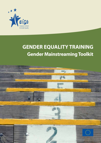 GENDER EQUALITY TRAINING Gender Mainstreaming Toolkit