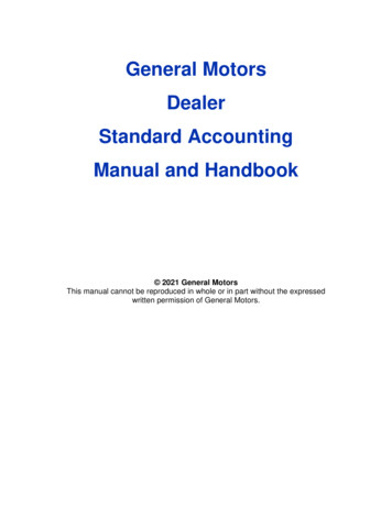 General Motors Dealer Standard Accounting Manual And 