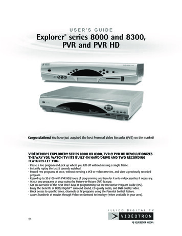USER'S GUIDE Explorer Series 8000 And 8300, PVR And PVR HD