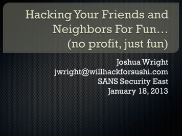 Joshua Wright Jwright@willhackforsushi SANS 