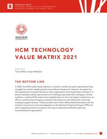 HCM TECHNOLOGY VALUE MATRIX 2021 - Ultimate Software