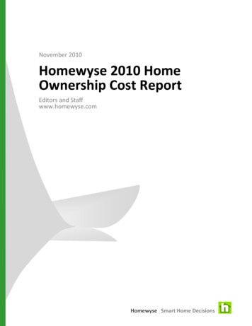 November 2010 Homewyse 2010 Home Ownership Cost Report