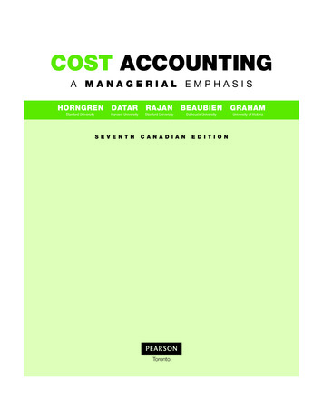 COST ACCOUNTING - Pearson