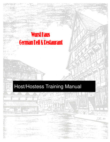 Host/Hostess Training Manual - Wurst Haus
