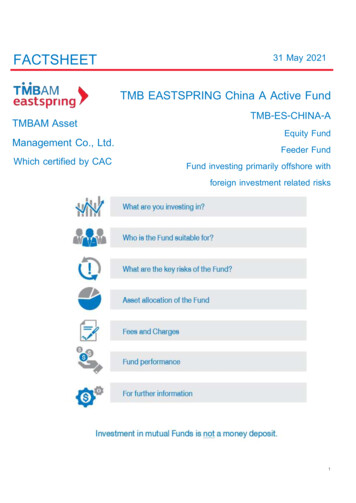 FACTSHEET 31 March 2021 - TMBAM Eastspring