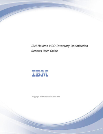 IBM Maximo MRO Inventory Optimization Reports User Guide