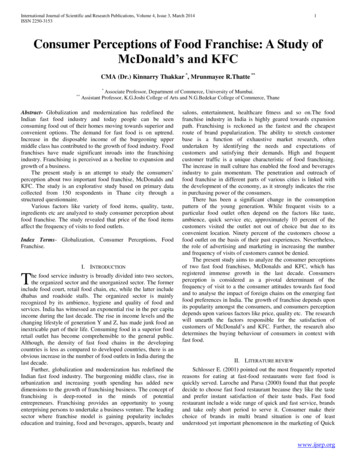 Consumer Perceptions Of Food Franchise: A Study Of .