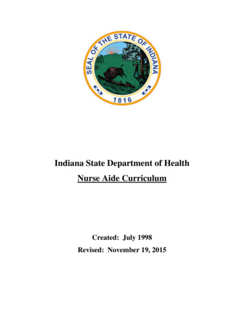 Indiana State Department Of Health Nurse Aide Curriculum
