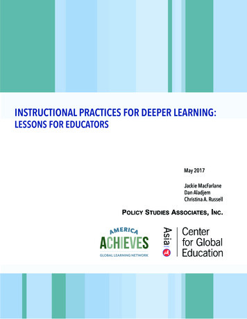 Instructional Practices For Deeper Learning Lessons For .