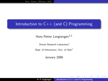 Introduction To C (and C) Programming