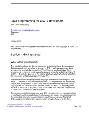 Java Programming For C/C Developers