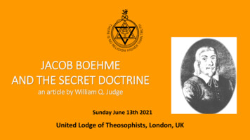 JACOB BOEHME AND THE SECRET DOCTRINE