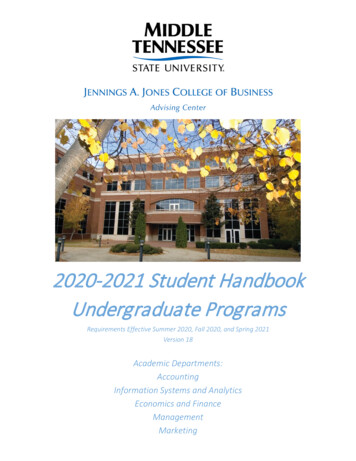 Jones College Of Business Student Handbook - Mtsu.edu