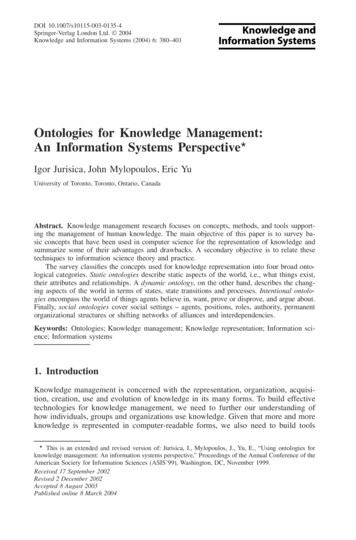Ontologies For Knowledge Management: An Information Systems Perspective