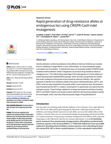Rapid Generation Of Drug-resistance Alleles At Endogenous .