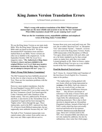 King James Version Translation Errors - Servants' News