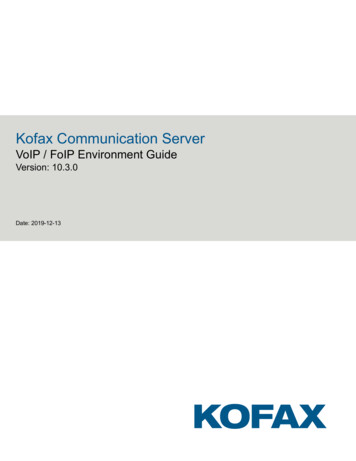 Kofax Communication Server VoIP / FoIP Environment Guide