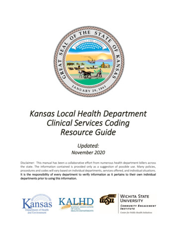 Kansas Local Health Department Clinical Services Coding .