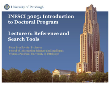 INFSCI 3005: Introduction To Doctoral Program . - Pitt.edu