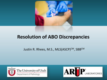 Resolution Of ABO Discrepancies - University Of Utah