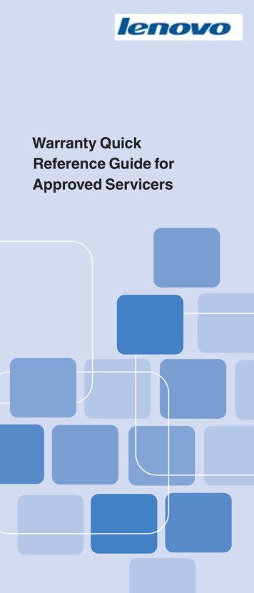 Warranty Quick Reference Guide For Approved Servicers