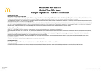 Limited Time Offer Menu Allergen - Ingredients - Nutrition .