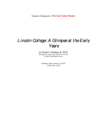 Lincoln College: A Glimpse At The Early Years - Chiro 