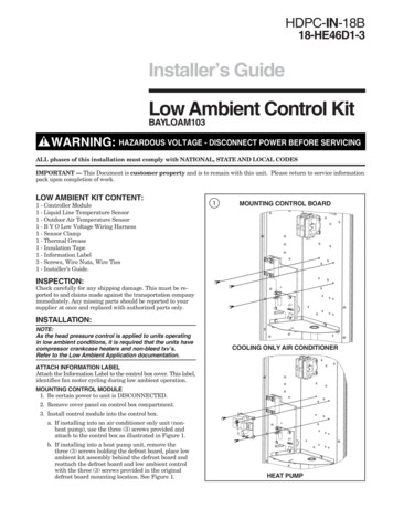 Installer’s Guide - Low Ambient Control Kit Model- 