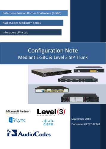 LTRT 12340 Mediant E-SBC For Level 3 Communications SIP .