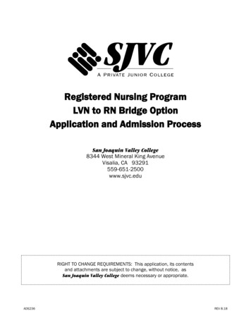 Registered Nursing Program LVN To RN Bridge Option .