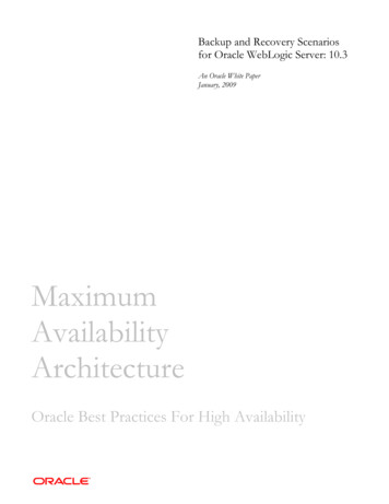 Maximum Availability Architecture