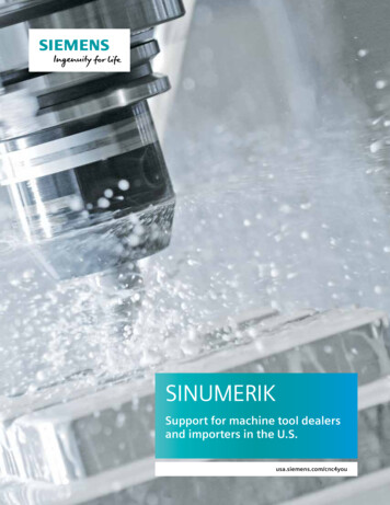 SINUMERIK — Support For Machine Tool Dealers And 
