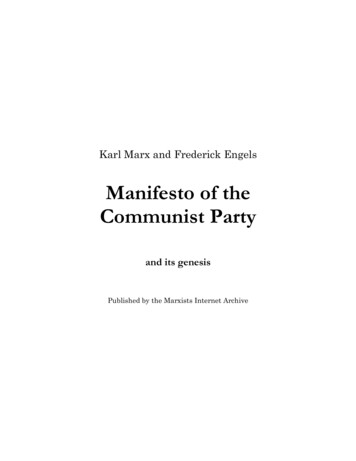 Manifesto Of The Communist Party - Marxists